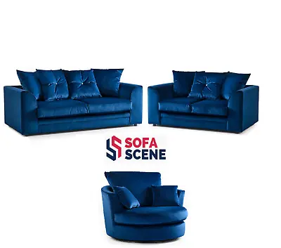 £425 • Buy Plush Velvet Sofa Soft 3 2 Seater Footstool Swivel Sorretto Original Suite Chair