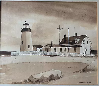 Vintage WINTRHOP CLAPP WATERCOLOR Pemaquid Point Lighthouse Maine Bristol NICE • $225