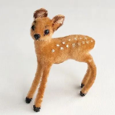 VTG Flocked Spotted Deer Doe  Kuntstlerschutz W Germany Small Mini Putz Figure • $24