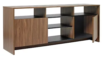 Turin 2 Door TV Unit - Black & Walnut Effect • £74.99