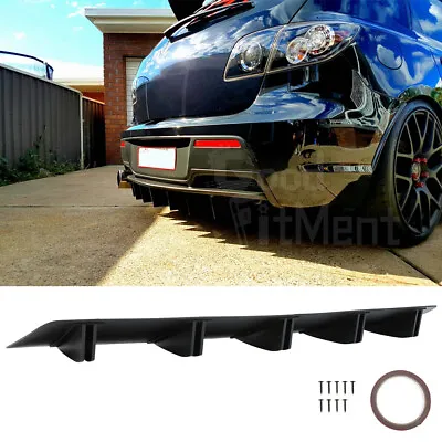 For Mazda 3 BK BL BN 10 Fins Rear Bumper Spoiler Wing Lip Diffuser Decor Black • $45.62