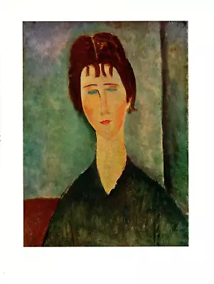 1970 Vintage MODIGLIANI  YOUNG GIRL WITH BROWN HAIR  COLOR Offset Lithograph • $7.20