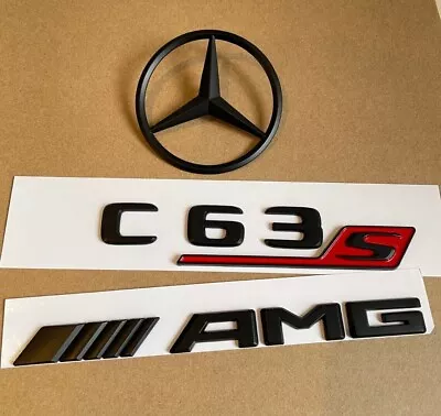 Matte Black Red C63s AMG Star Trunk Sticker Emblem Badge For C63s Coupe C205 • $79.96