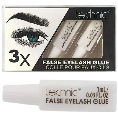 Technic False Eyelash Glue Pack Of  3 Tubes CLEAR Fake False Adhesive Set • £2.59