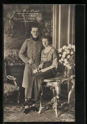 Postcard Ernst August Duke Of Braunschweig With His Bride Princess Victoria Lu  • £5.16