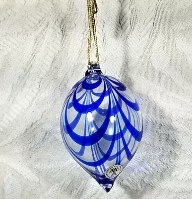 Vtg Metropolitan Museum Of Art Cobalt Blue And Clear Blown Glass Tulip Ornament • $29.95