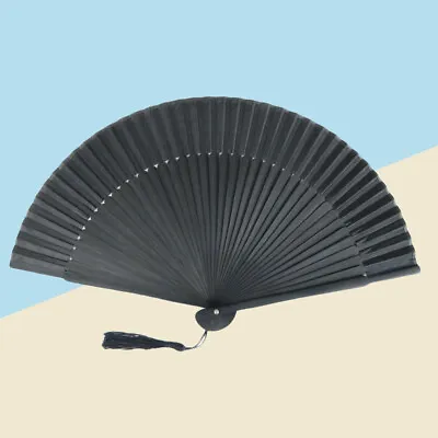 Folding Fan Chinese Style Hand Held Folding Fan Foldable Fan Large Black Fan • $8.76