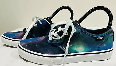 VANS Atwood Cosmic Galaxy Size 5 Missy Blue Lace-up Low Skate Shoes Sneakers • $13.58