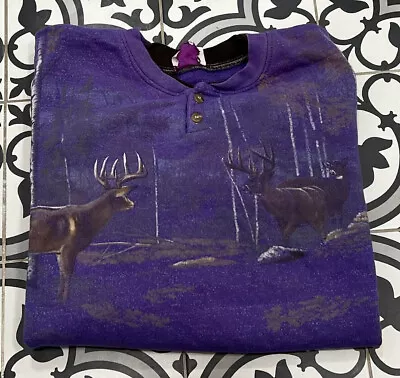 Vintage Deer Outdoor Landscape Wilderness 1980s Jumper Pullover Sweatshirt Large • $41.36