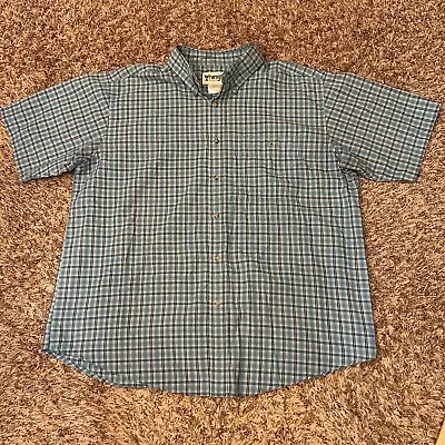 Wrangler Rugged Wear Mens XXL 2XL BBlue Plaid Button Up Short Sleeve Western • $14.88