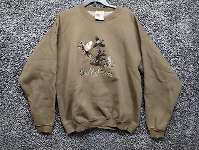 Vintage Field And Stream Sweatshirt Adult XL Brown Pheasant Embroidered Sweater • $49.97