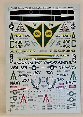 SuperScale 48-894 F/A-18C Hornets VGA-105 Iraqi & Vfa-136 Enduring Freedom Decal • $20.25