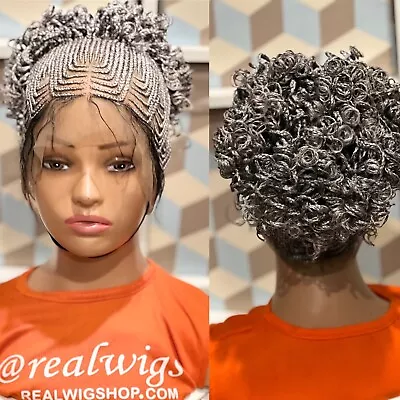 Braided Cornrow Bun Wig. .made On A Full Lace Wig. Color Is Gray Wig For Women • $161.50