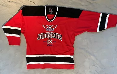 Vintage Aerosmith IX 9 Lives World Tour Concert Hockey Jersey Shirt Football XL • $44