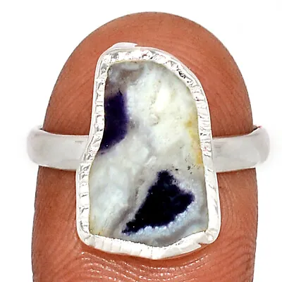 Natural Violet Flame Opal Slice - Mexico 925 Silver Ring Jewelry S.8.5 CR32339 • $10.99