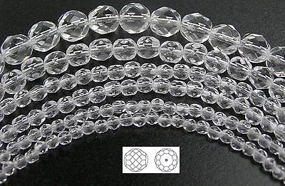 Czech Fire Polished Round Faceted Glass Beads In Clear Crystal Preciosa • $1.99