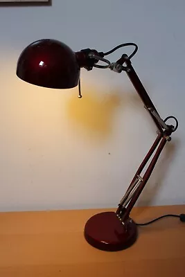 Fab Ikea Angle Poise Style Desk Light Lovely Metallic Red V/g/working Condition • £18.50