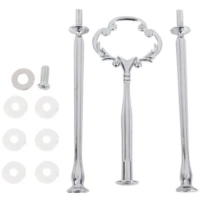 1set 2 3 Tier Cake Plate Stand Heavy Metal Center Handle Fitting Hardware Rod  • £5.83