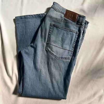 SPORTSCRAFT Men’s Blue Stretch Linen Blend Denim Jeans STRAIGHT LEG 36 • $22.83