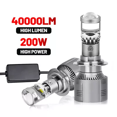 Pair 40000LM H7 Bi-Led Mini Projector Lens Bulb Car Headlight Retrofit 200W Lamp • $40