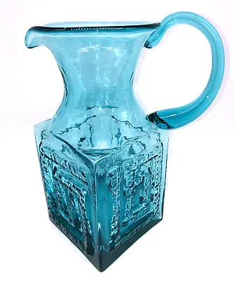 £19 • Buy Dartington Frank Thrower Rarity Large Blue Greek Key Art Glass Jug