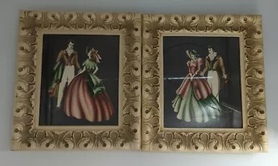 Turner AIR BRUSHED Art Southern Belle And Gentleman In Ornate Frames Vintage • $23.89