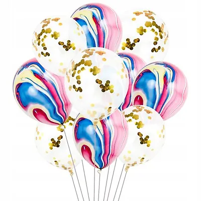 Marble Balloons Baby Shower Party Balloons Agate Birthday Party Confetti Baloons • £3.45