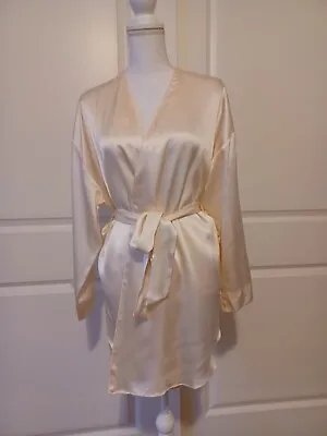 Victoria Secret 100% Silk Ivory  Short Robe Bathrobe Ivory Bridal S • $59