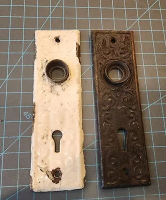 Pair Vintage Door Plates Backplate Small Ornate Victorian Painted - Set Of 2 - L • $19.95