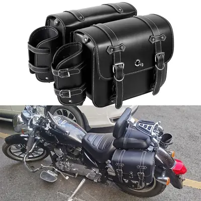 Motorcycle PU Leather Saddle Bag Side Luggage With Cup Holder For Suzuki • $105