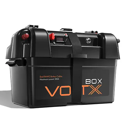 VoltX Battery Box Case 12V 2xUSB Portable Deep Cycle Lithium Camping Cig Socket • $79.99