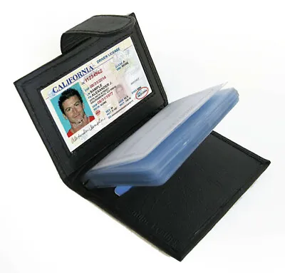 RFID Blocking Black Leather Business Card Holder Pocket Organizer Wallet- • $0.99