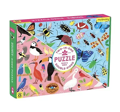 NIB Birds + Bugs Double-Sided Jigsaw Puzzle 100 Piece By Mudpuppy • $14.96