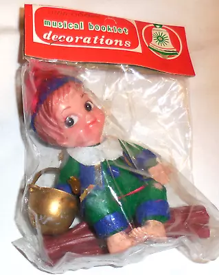 1 Commodore Musical Booklet Decorations Ornament Little Boy Log Christmas VTG • $9.49