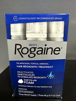 Men's ROGAINE 5% Minoxidil Unscented Foam Hair Regrowth Treatment - Pack Of 3 • $32.99