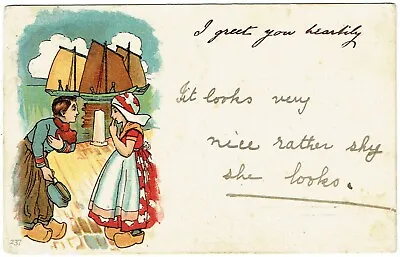 £1.49 • Buy Herriot Series Postcard, Dutch Boy And Girl On A Dock, 1906