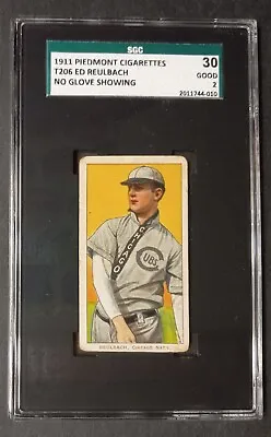 1909-11 T206 - Ed Reulbach - No Glove Showing - Piedmont 350-460/25 - SGC 2 GOOD • $129