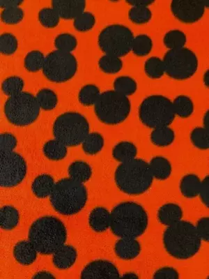 Mickey Mouse Fleece Fabric 1 Yard Plus 8  Orange & Black 60  Wide • $8.75