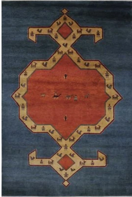$1445 • Buy Stunning Tribal Oriental Rug New Gabbeh Multi Hand /knotted Motifs New 6 X 9