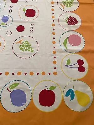 VTG Moda Home Tablecloth Fruit MCM Modern Orange White 65” X 53” • $62