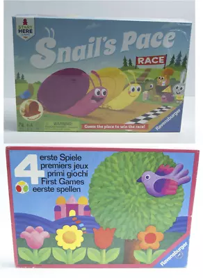 Snails Pace Race (NEW) & Vintage  4 First Games  Ravensburger 2 Board Game Lot • £24.69