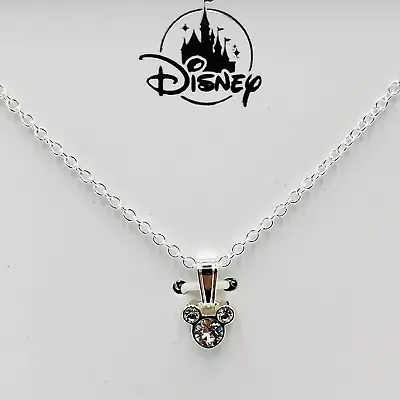 Disney Parks Mickey Mouse Icon Swarovski Crystal Silver Necklace New • $39.77