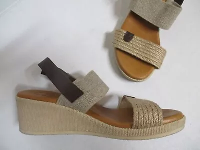 HAND MADE Natural Strappy Wedge Comfort Insole Sandals Heels Shoes Sz Euro 36 • $1.99