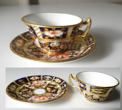 ROYAL CROWN DERBY Miniature #2451 Tradional Imari Cup & Saucer • $69.95