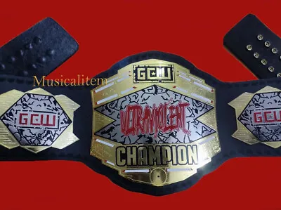 GCW Ultraviolent Champion Belt 2mm Brass Plate Adult Size • $150