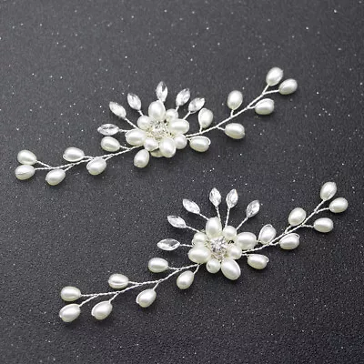 £4.57 • Buy 2PCS Crystal Shoe Clips Pearl Shoe Buckles Pearl Shoe Clips Wedding