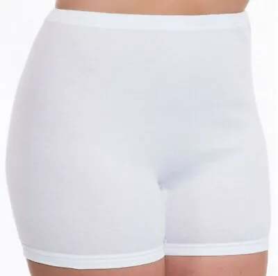3 Pairs Ladies Cotton Interlock Bloomers Knickers Briefs Full Pants Sizes 38-52 • £8.99