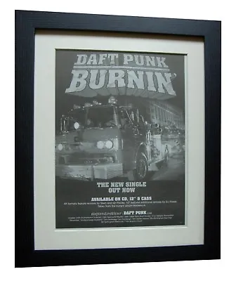 DAFT PUNK+Burnin+POSTER+AD+RARE ORIGINAL 1997+QUALITY FRAMED+FAST WORLD SHIP • £69.95