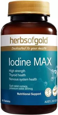 Iodine MAX 60 Tabs Herbs Of Gold X 3 Pack • $68.11