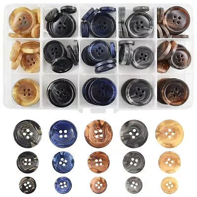 90Pcs Faux Buffalo Horn Suit Coats Buttons 5 Color 3 Sizes 15mm 20mm 25mm B... • $22.37